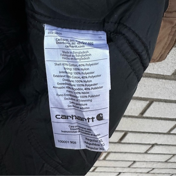 Carhartt Quick Duck Woodward Active Jacket Tan Water-Repellent Hooded Workwear - Picture 12 of 15